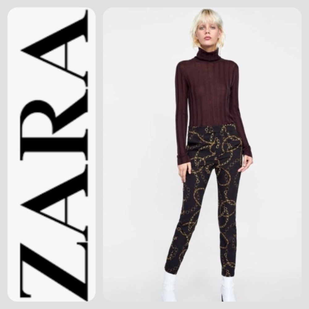 Zara Gold Chain Printed Pants